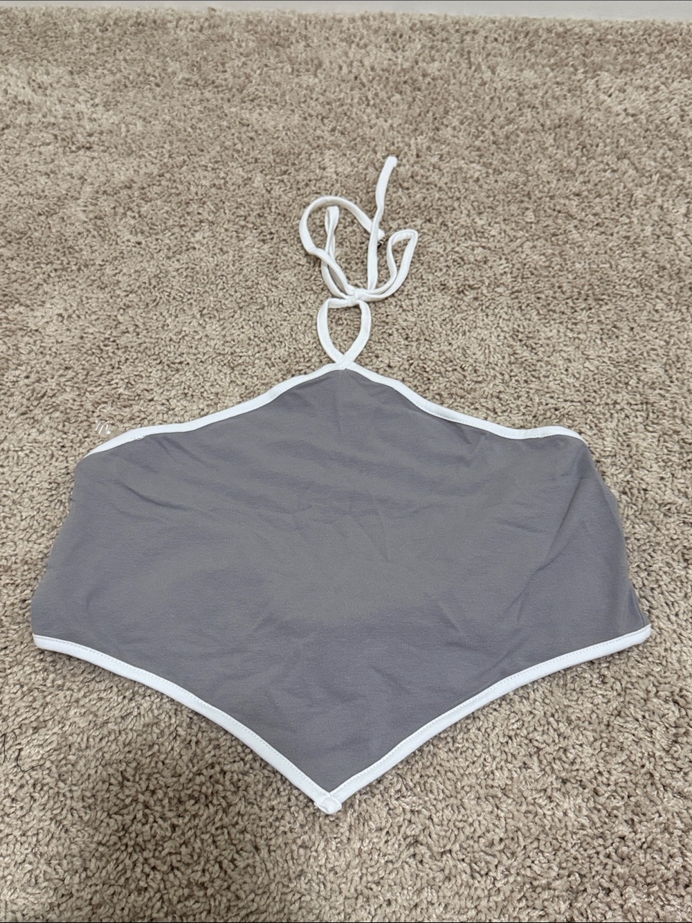 wild fable Gray Halter Crop Top with White Trim